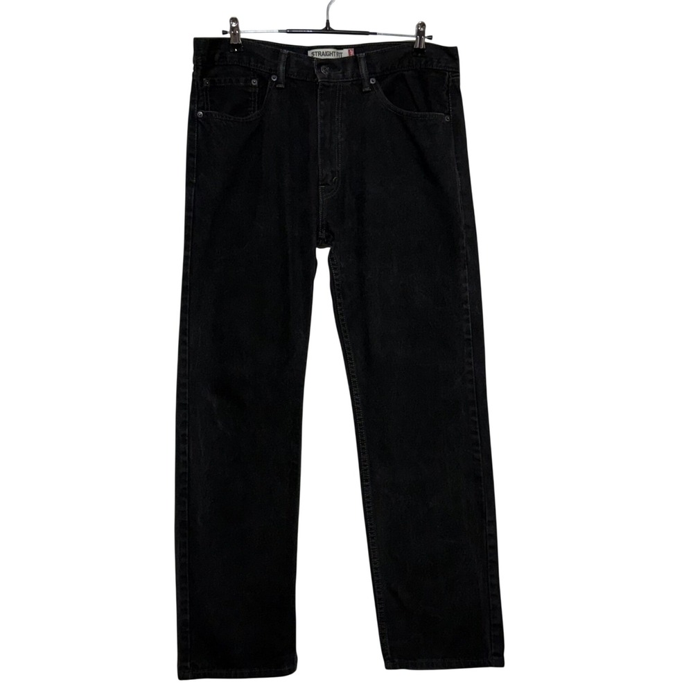 Levis 505 Jeans Mens 36x32 Black Denim Regular Straight Fit Workwear Casual